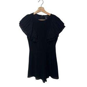 Forever 21 Black Pleated Flutter Sleeve Romper  Women's Size S Whimsy Goth